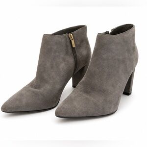 Ivanka Trump Gray Suede Ankle Boots Pointed Toe Block Heel Size 8.5M